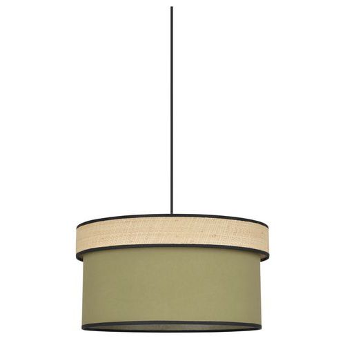 Suspension Cylindre Bi-matière En Coton Et Raphia Kaki