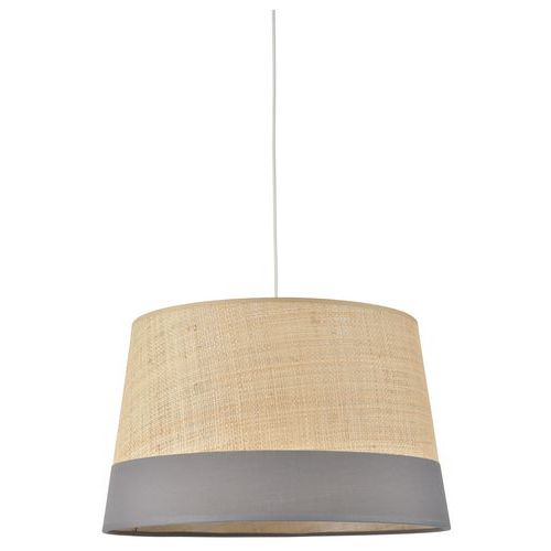 Suspension En Raphia Avec Bande Coton De Couleur/ardoise