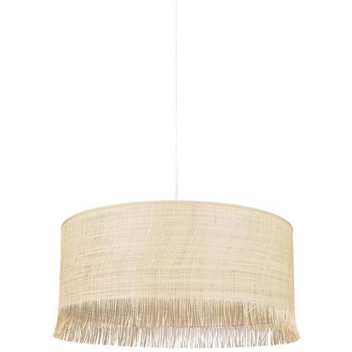 Suspension Cylindre En Matière Raphia Avec Franges Raphia