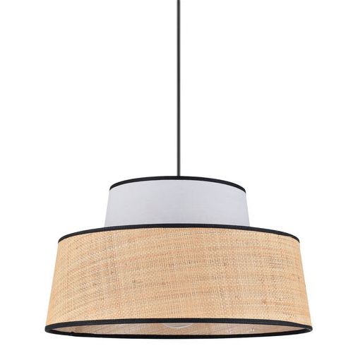 Suspension Composée De 2 Coniques Coton Et Raphia/blanc