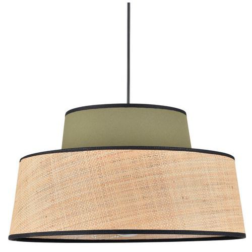 Suspension Composée De 2 Coniques Coton Et Raphia/kaki