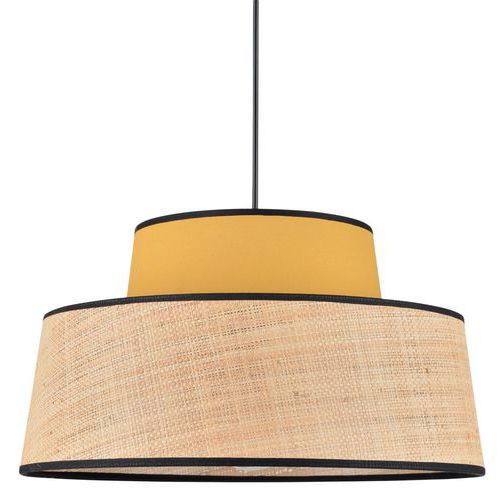 Suspension Composée De 2 Coniques Coton Et Raphia/moutarde