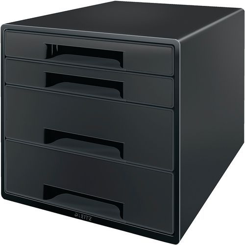 Leitz - Bloc de classement 4 tiroirs Recycle Noir - Format A4 - Structure et tiroirs noirs - 100% recyclable