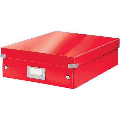 Leitz - Boîte de rangement Click & Store WOW - Format Medium Rouge - Carton recyclé 85% - Classement et archivage