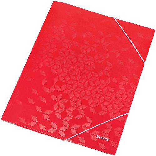 Leitz - Chemise 3 rabats A4 WOW Rouge - Carton pelliculé - 150 feuilles - Classement et archivage