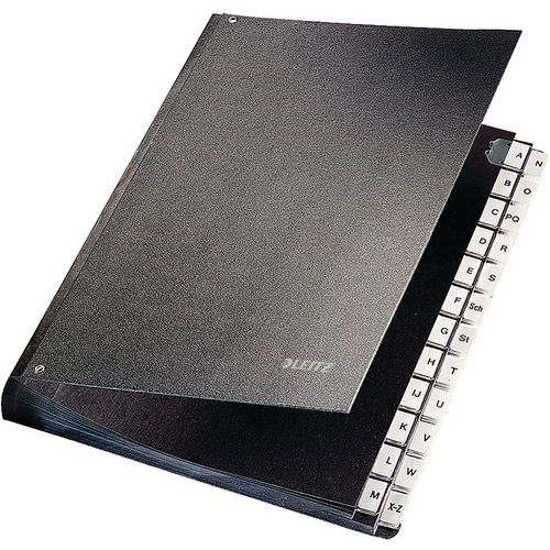 Leitz - Trieur Carton Noir - 26 Divisions Alphabétiques A4 - Emballage 100% Recyclable
