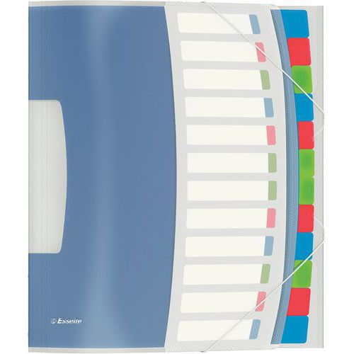 Esselte - Trieur Vivida Polypropylène Gris Clair - 12 Divisions A4 - Recyclable