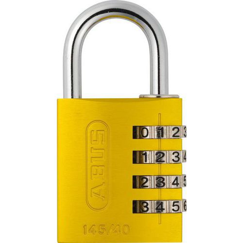 Abus - Cadenas à combinaison 145-40mm Jaune - Anse 6mm - 4 molettes - Sécurité et praticité