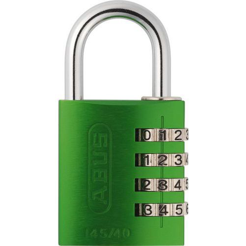 Abus - Cadenas à combinaison 145-40mm Vert - Anse 6mm - 4 molettes - Sécurité et praticité