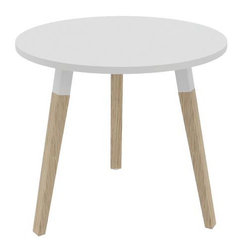 Table Ronde Dialogue Ã˜ 80 Plateau Blanc Tripode Hêtre