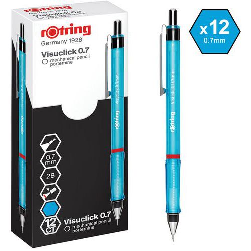 Porte-mine Rotring Visuclick Hb 0.7mm Corps Bleu Boîte De 12