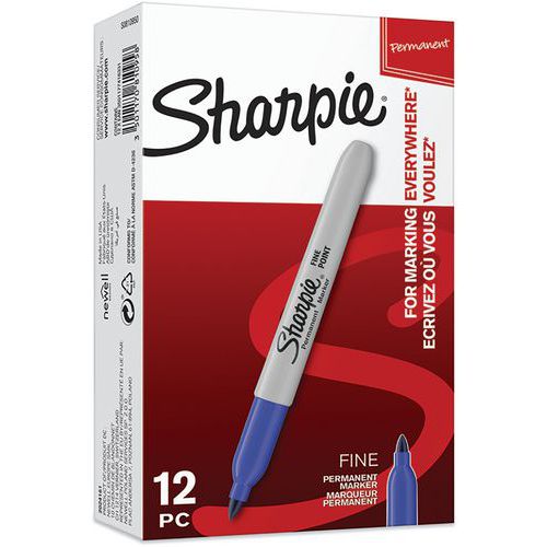 Marqueur Permanent Sharpie Pointe Fine Bleu Boîte De 12