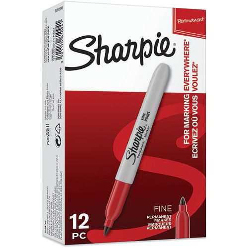 Marqueur Permanent Sharpie Pointe Fine Rouge Boîte De 12