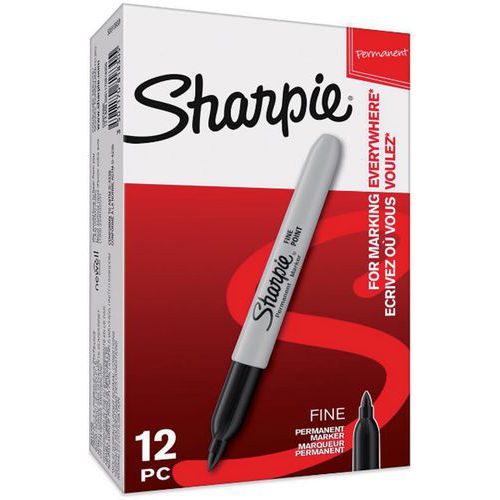 Marqueur Permanent Sharpie Pointe Fine Noir Boîte De 12