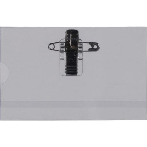 Pavo - Porte-badge souple transparent 57 x 91 mm - Avec pince combi et fente d'accès