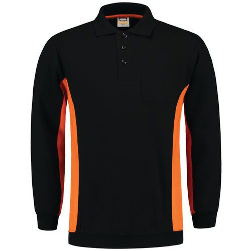 Sweat Col Polo Bicolor Poche Poitrine 302001 Black-orange4xl