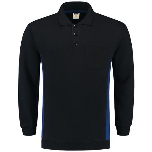 Sweat Col Polo Bicolor Poche Poitrine Navy-royalblue 8xl