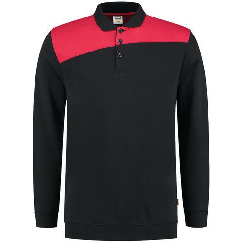Sweat Col Polo Bicolore Coutures 302004 Black-red 4xl
