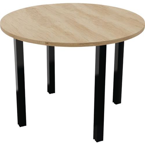Table Réunion Arche Ã˜ 100 Cm 4 Pieds Chêne Vieilli / Noir