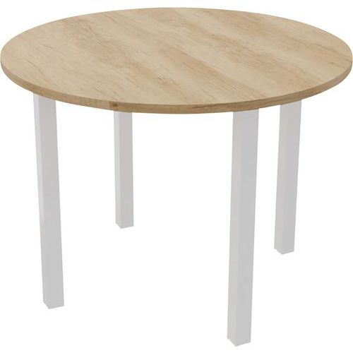 Table Réunion Arche Ã˜ 100 Cm 4 Pieds Chêne Vieilli / Blanc