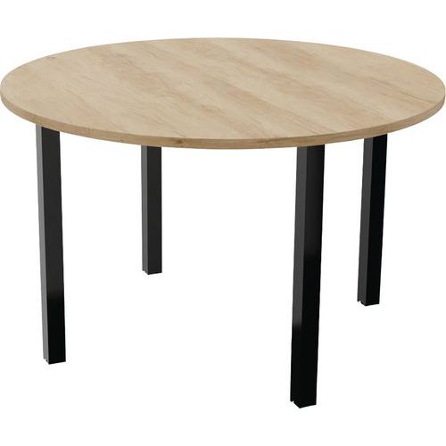 Table Réunion Arche Ã˜ 120 Cm 4 Pieds Chêne Vieilli / Noir