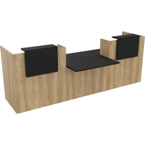 Banque D'accueil Filia + Pmr Centré 3 M Noir/chêne Vieilli