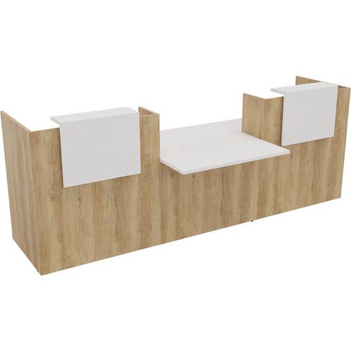Banque D'accueil Filia + Pmr Centré 3 M Blanc/chêne Vieilli