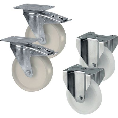 Jeu De 2 Roues Fixes Et 2 Roues Pivotantes Nylon