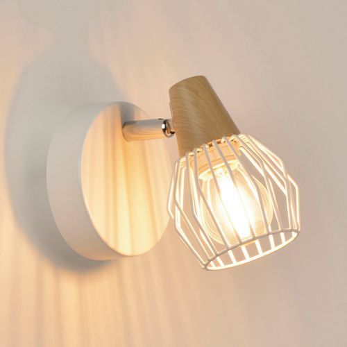 Spot 1 Lumière En Métal. Abat-jour En Métal Filaire Peint Blanc/alu