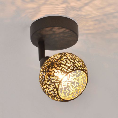 Spot 1 Lumière Base En Métal..abat-jour En Métal Ajouré Noir/laiton