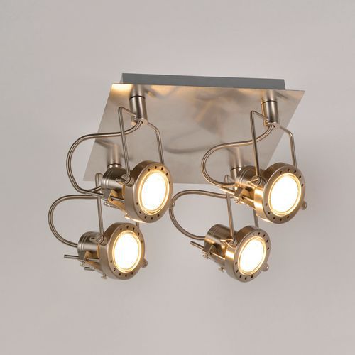 Spot Carrée 4 Lumières Métal Style Contemporain Alu Brossé