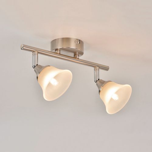 Spot Rond 2 Lumières Métal Avec Abat-jour En Verre Célestin Alu/opale