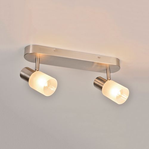 Spot Ronde 2 Lumières En Métal Avec Abat-jour En Verre Aaron Alu