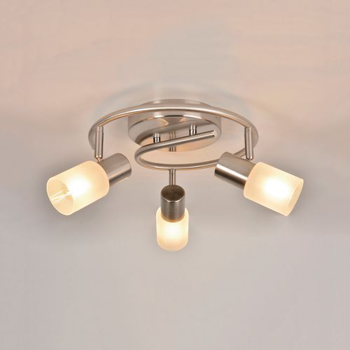 Spot Ronde 3 Lumières En Métal Avec Abat-jour En Verre Aaron Alu