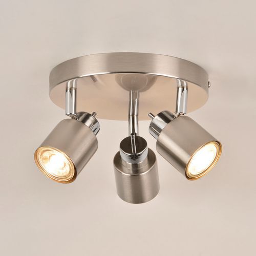 Spot Base Ronde 3 Lumières En Métal. Logan Alu Brossé