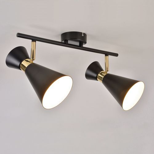 Spot Base Rectangulaire 2 Lumières En Métal Iron Noir/or