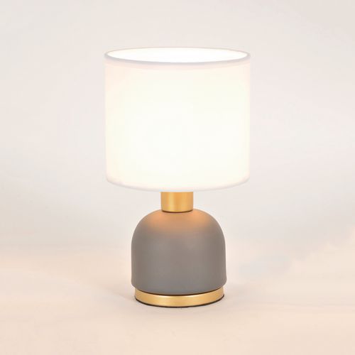 Lampe En Métal Peint Mat Pm. Abat-jour Cylindre Anthracite/laiton