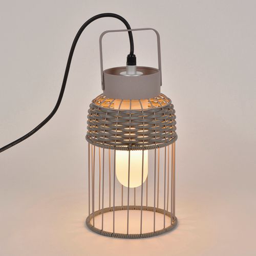 Lampe/baladeuse Nomade En Métal Filaire Peint Et Tressé Anthracite