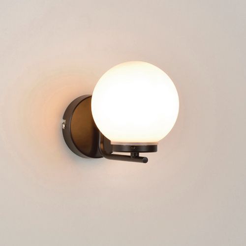 Applique Sdb 1 Lumière Base Ronde En Métal Noir