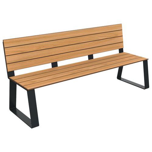 Buton Design - Banc HAVANE 1.80m - Effet lames teck/métal gris - Mobilier d'extérieur résistant - 10 ans garantie