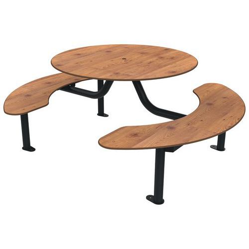 Table Bancs Moka Ø 1.61 M Monobloc Pin Tyrol/métal Gris 7016