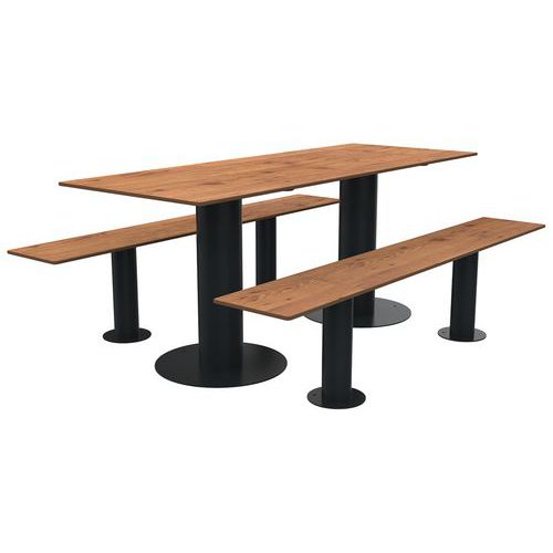 Table Bancs Moka 1.80 M Pintyrol/métal Gris 7016