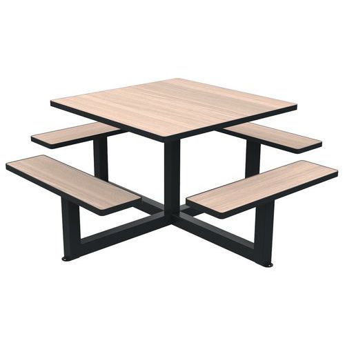 Buton Design - Table bancs ORPIN 1.60m Chêne Clair/Métal Gris - 8 Places - Mobilier Urbain Durable - Livré Monté