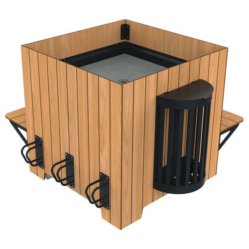 Jardinière Stopy 400 L Poubelle Appui Vélo Teck Effet Lames