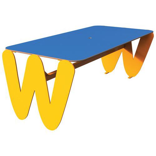 Buton Design - Table Urbaine TINY 150 cm HPL Bleu/Jaune - 6 Places - Acier - 10 Ans Garantie