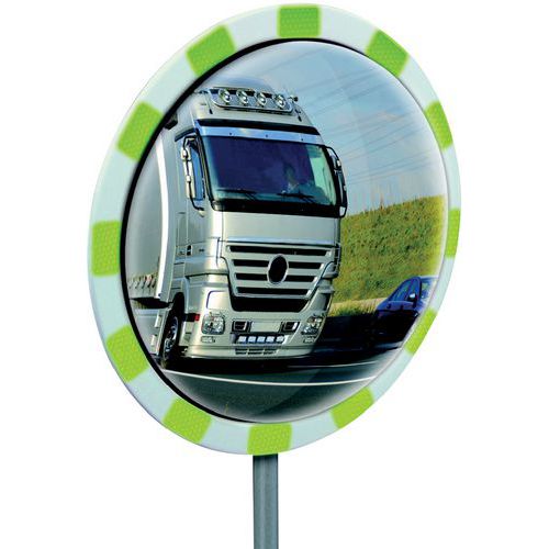 Miroir routier multi-usages cadre blanc avec une vision grand angle