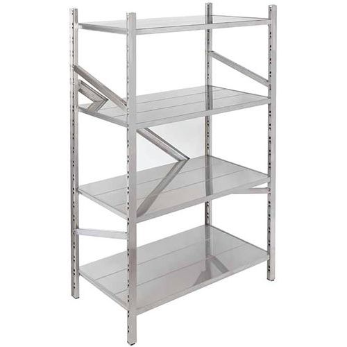 Actiwork - Rayonnage médical inox départ - 1000x600x1816mm - 4 tablettes pleines - Charge 440kg - Montage sans outils