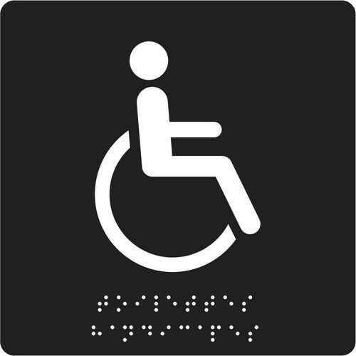 Pavo - Panneau Braille Toilette Handicapé - Aluminium Gris Adhésif 17x16cm