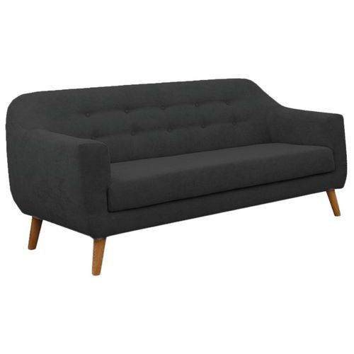 Canapé 2 places Alix tissu polyester noir - Confort et design pour votre salon - 160cm de largeur