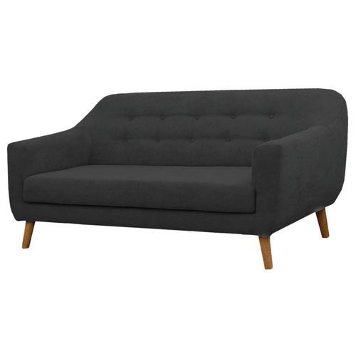Canapé 3 places Alix tissu polyester noir - Confort et design pour votre salon - 180cm de largeur